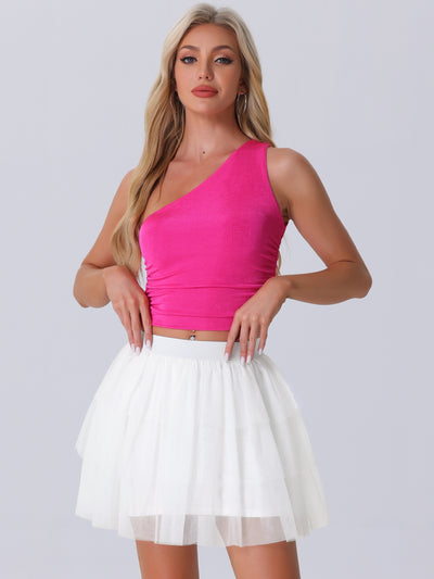 Puffy Mesh Tiered Layered Ballet Bubble Tulle Mini Skirt