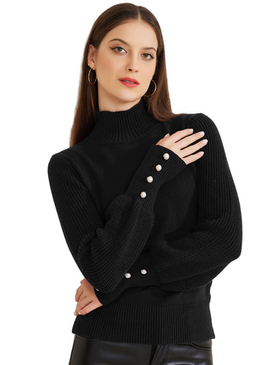 Turtle Neck Long Sleeve Ribbed Pullover Knit Sweater