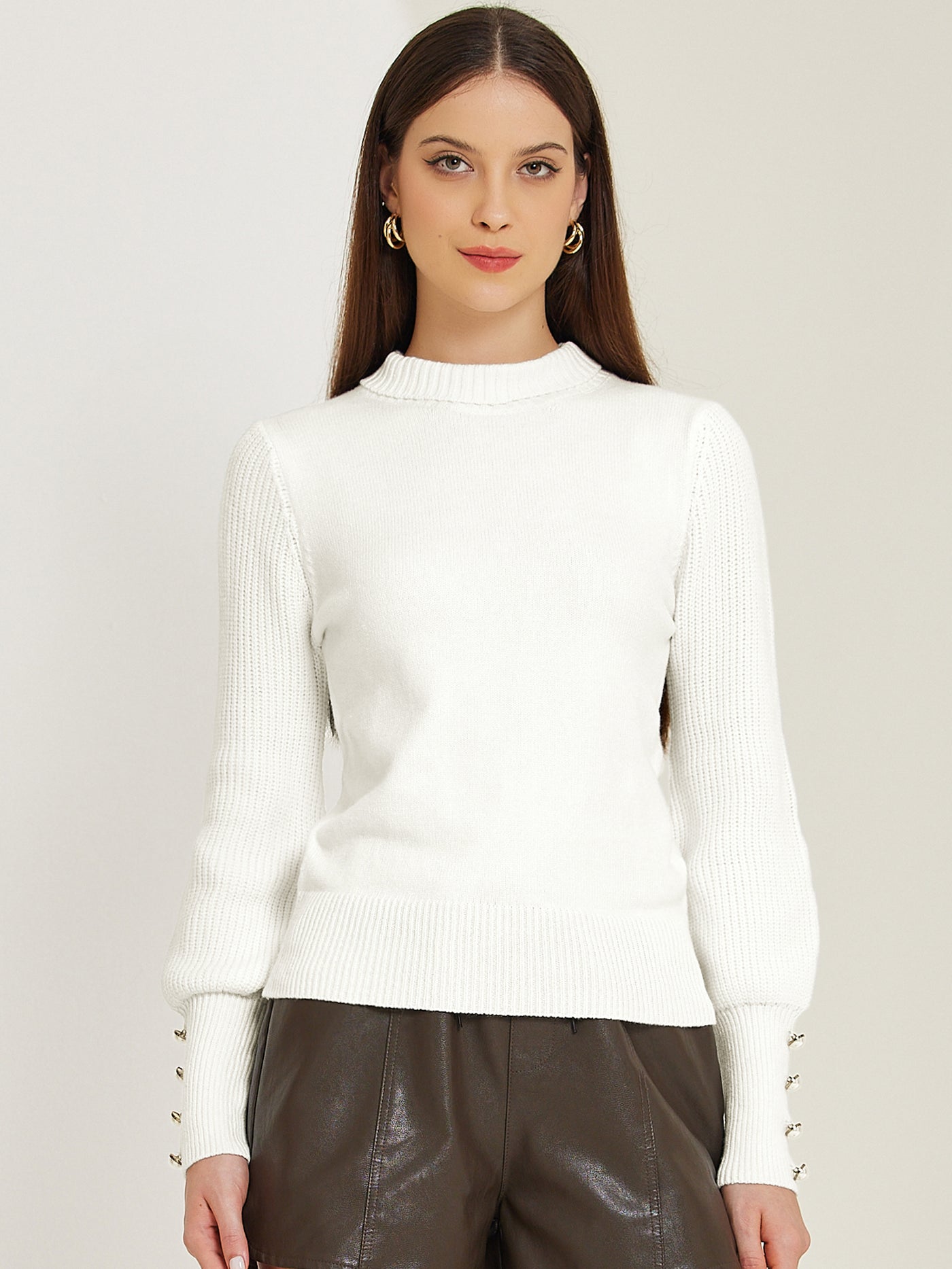 Allegra K Turtle Neck Long Sleeve Ribbed Pullover Knit Sweater