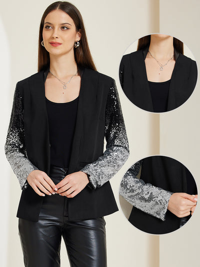 Shiny Sequin Long Sleeves Sparkle Casual Blazer Jacket