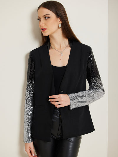 Shiny Sequin Long Sleeves Sparkle Casual Blazer Jacket