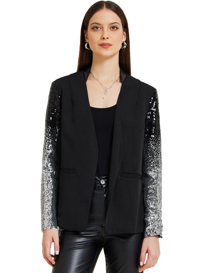 Shiny Sequin Long Sleeves Sparkle Casual Blazer Jacket