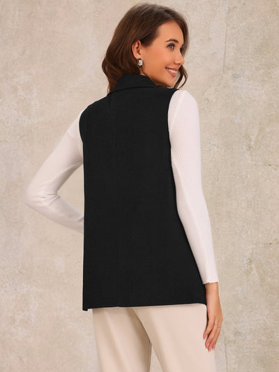 Sleeveless Shawl Collar Open Front Work Office Vest