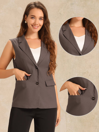 Sleeveless Business Casual Linen Work Office Suit Vest Jacket