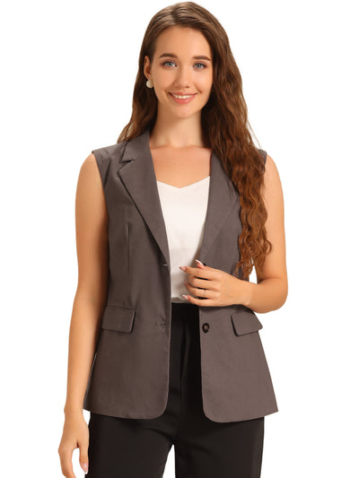 Sleeveless Business Casual Linen Work Office Suit Vest Jacket