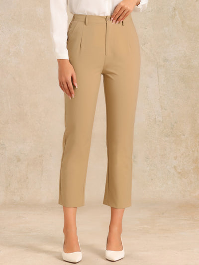 Plaid High Waist Elastic Back Office Work Ankle Pants