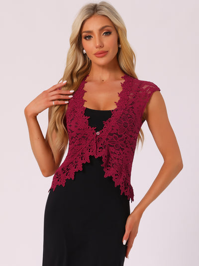 Floral Lace Shrug Wedding Guest Cap Sleeve Formal Sheer Bolero Cardigan