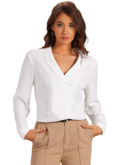 Shawl Collar Long Sleeve Office Dressy Blouse