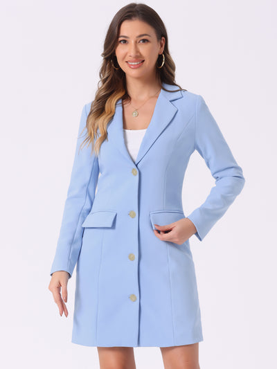 Casual Blazer Notched Lapel Collar Office Work Dress