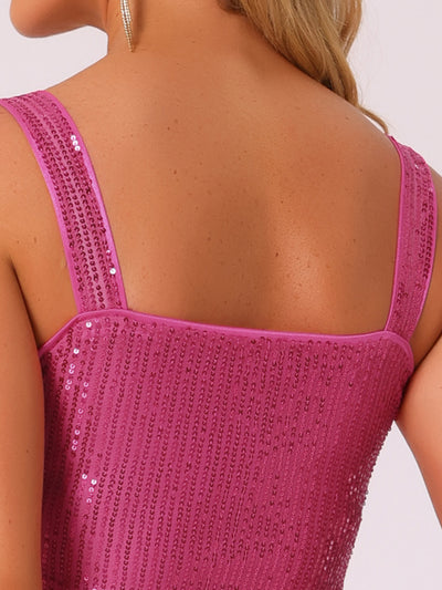 Sequin Sparkly Glitter Sleeveless Cropped Tank Top