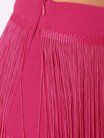 Tiered Tassel Fringe Party Club Midi Skirt