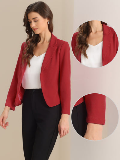 Business Blazer Open Front Office Casual Work Crop Suit Jacket