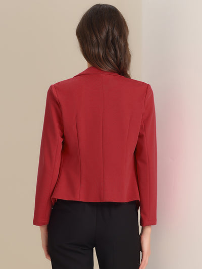 Business Blazer Open Front Office Casual Work Crop Suit Jacket