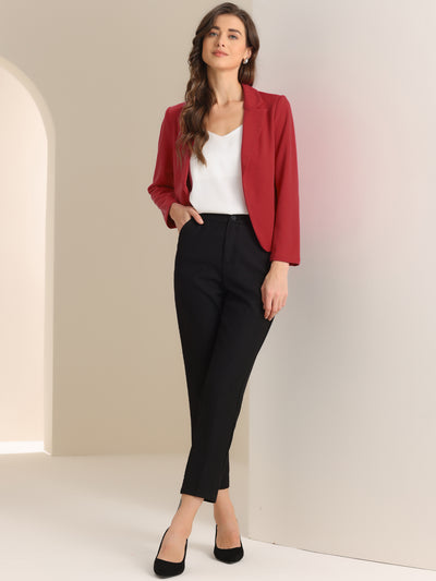 Business Blazer Open Front Office Casual Work Crop Suit Jacket