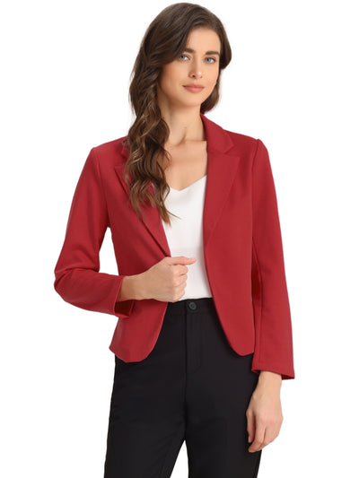 Business Blazer Open Front Office Casual Work Crop Suit Jacket