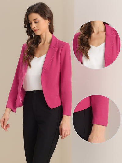 Business Blazer Open Front Office Casual Work Crop Suit Jacket