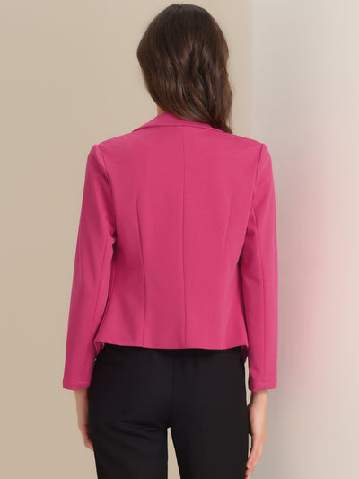 Business Blazer Open Front Office Casual Work Crop Suit Jacket