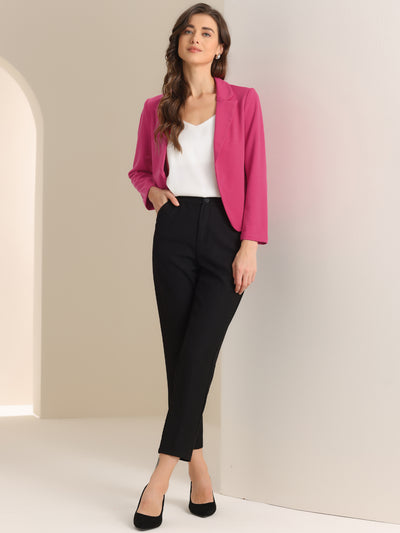 Business Blazer Open Front Office Casual Work Crop Suit Jacket