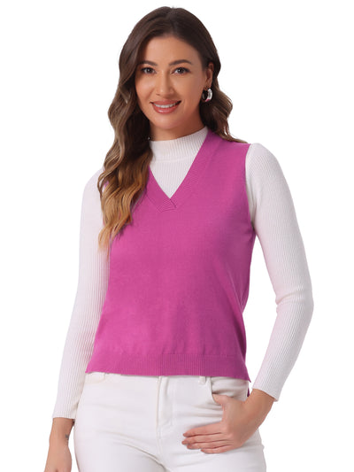 V Neck Vest Sleeveless Pullover Knit Sweater Top