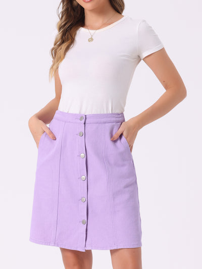 Casual Short Button Down Jeans Skirt