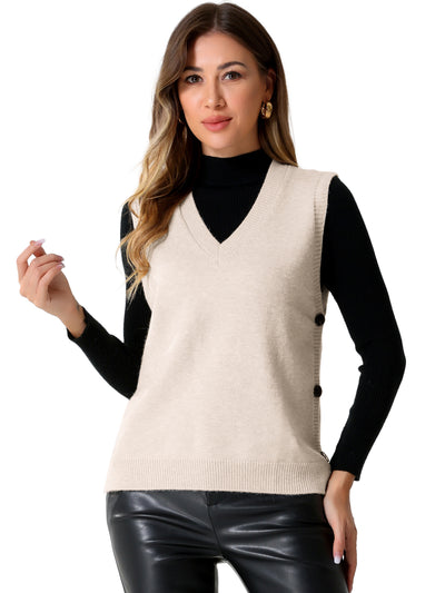 Sleeveless Ribbed V Neck Pullover Knit Sweater Vest