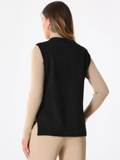 Sleeveless Ribbed V Neck Pullover Knit Sweater Vest