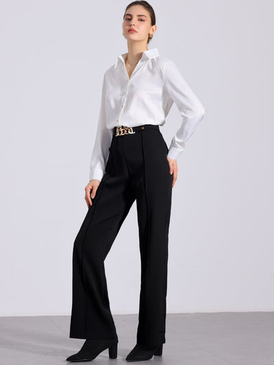 Straight Leg High Waisted Office Business Slacks Pants