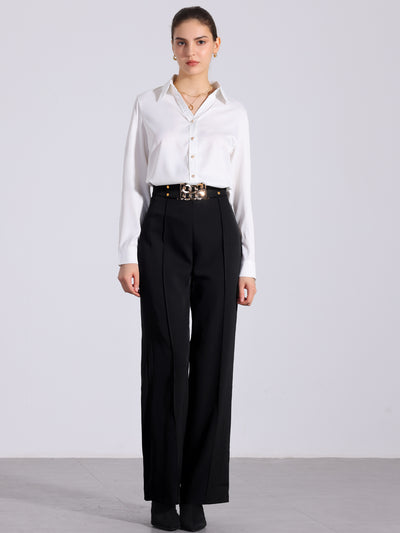 Straight Leg High Waisted Office Business Slacks Pants