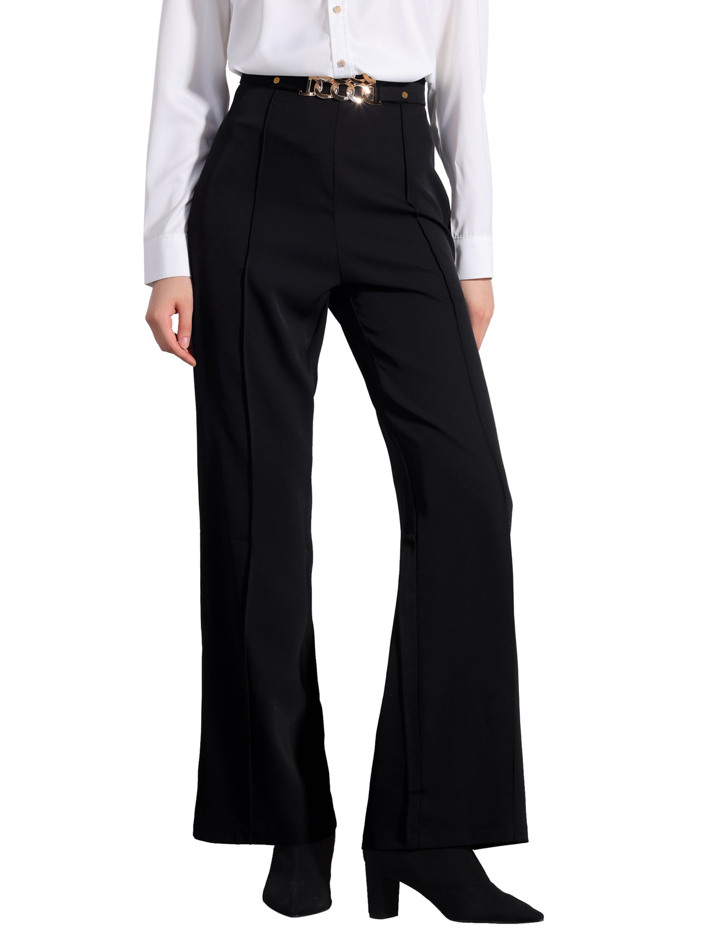 Allegra K Straight Leg High Waisted Office Business Slacks Pants