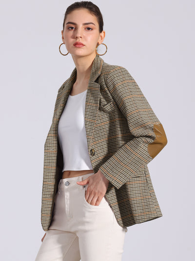 Allegra K Plaid Notched Lapel Button Front Casual Work Blazer