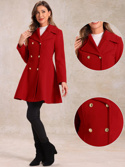 Winter Long Lapel Collar Contrast Double Breast Coat