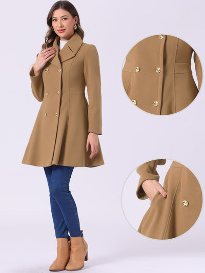 Winter Long Lapel Collar Contrast Double Breast Coat