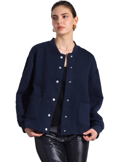 Long Sleeves Solid Color Waffle Textured Jacket