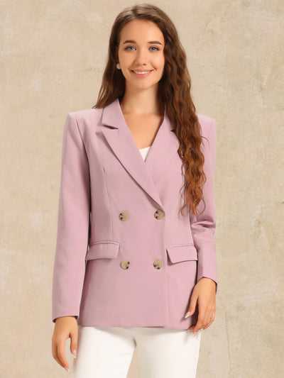 Notched Lapel Double Breasted Work Formal Blazer