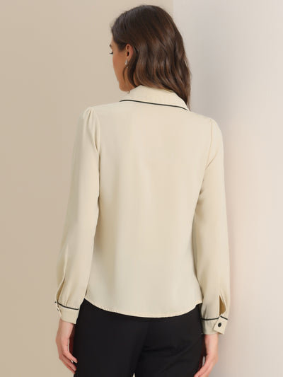 Peter Pan Collar Long Sleeve Elegant Button Down Work Shirt