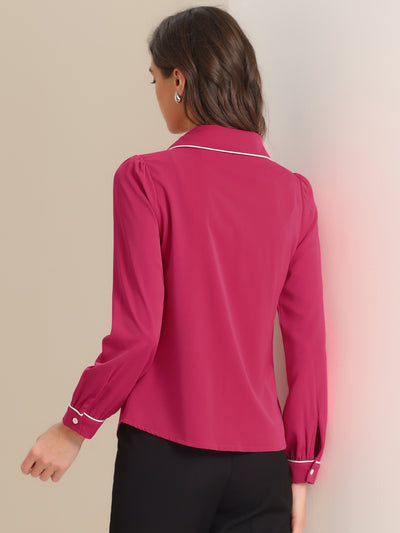 Peter Pan Collar Long Sleeve Elegant Button Down Work Shirt