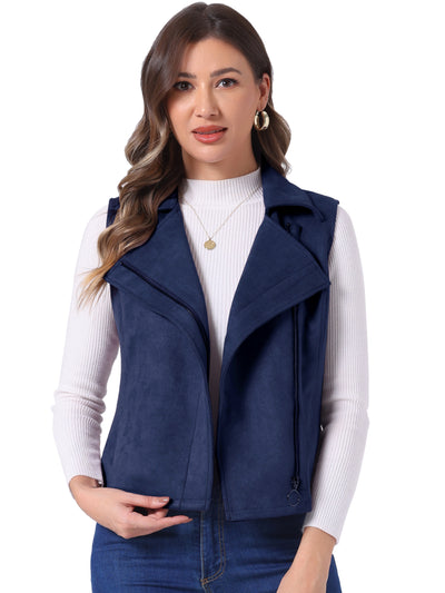 Faux Suede Vest Casual Sleeveless Biker Jacket