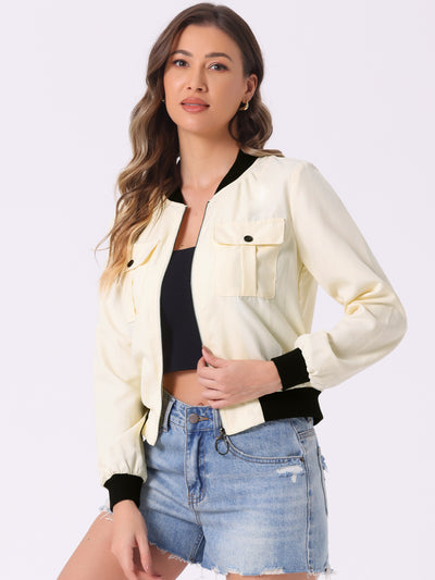 Zip Up Bomber Jacket Long Sleeve Casual Motor Biker Coat