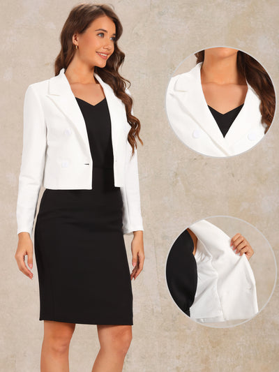 Notched Lapel Collar Casual Office Blazers Cropped Jacket