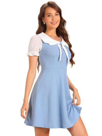 50s Lolita Contrast Color Peter Pan Collar Dress