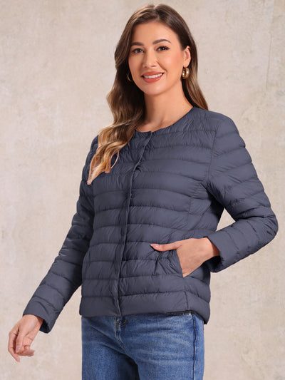 Lightweight Button Down Packable Long Sleeve Puffer Jacket