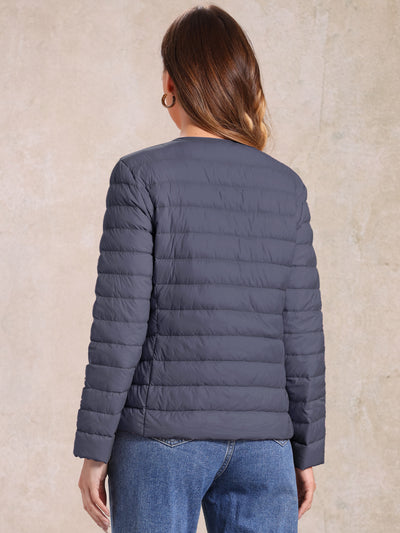 Lightweight Button Down Packable Long Sleeve Puffer Jacket