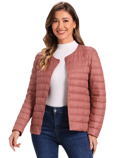 Lightweight Button Down Packable Long Sleeve Puffer Jacket