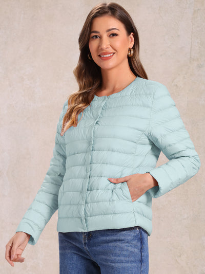 Lightweight Button Down Packable Long Sleeve Puffer Jacket