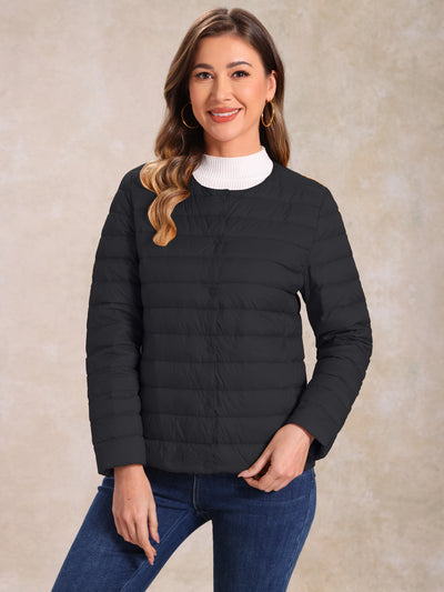 Lightweight Button Down Packable Long Sleeve Puffer Jacket