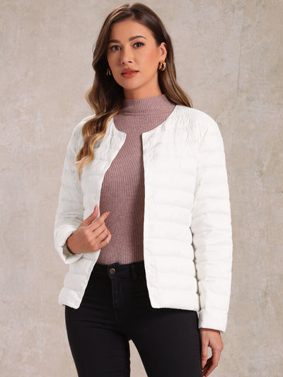 Lightweight Button Down Packable Long Sleeve Puffer Jacket