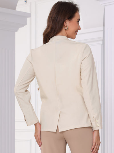 Linen Single Button Long Sleeve Solid Work Blazers