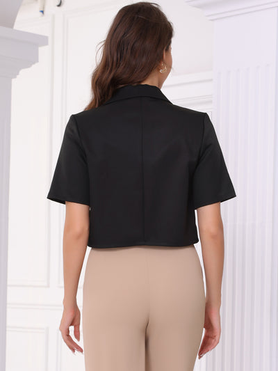 Short Sleeve One Button Work Cropped Blazer