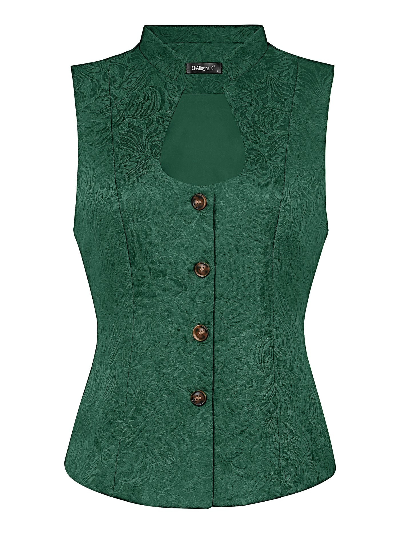 Allegra K Jacquard U Neck Single Breasted Floral Gothic Waistcoat Vest