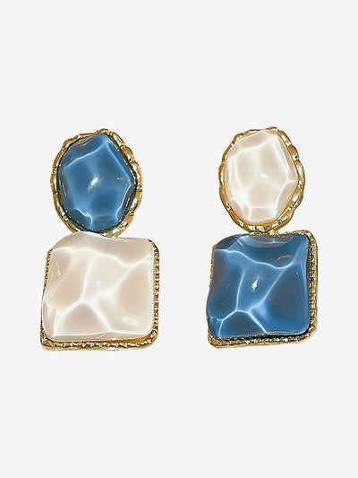 Sparkling Water Pattern Irregular Square Oval Earrings